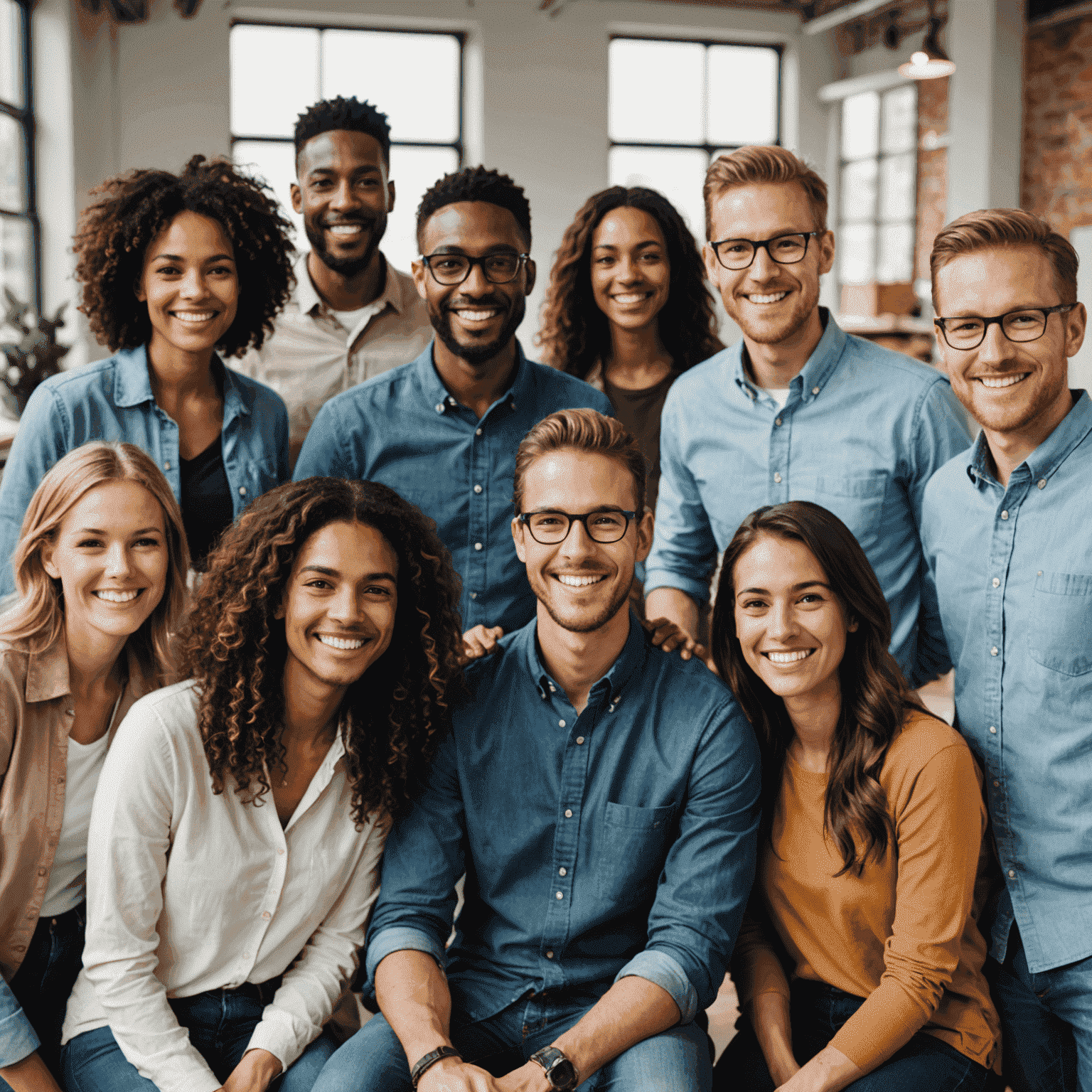 Equipo diverso de instructores de diseño web sonriendo a la cámara